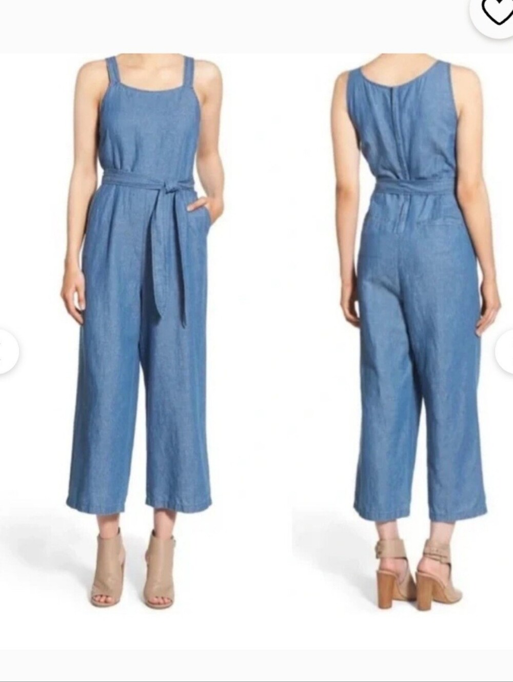 Madewell Light Blue Denim Jumpsuit with Tie Waist Sz 2